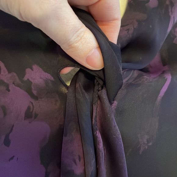 💜SPORTSCRAFT Sz8 motley purple 3/4 sleeve top w neck tie detailing - Picture 4 of 10